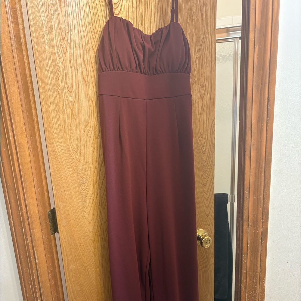 Maroon Spaghetti Strap Jumpsuit